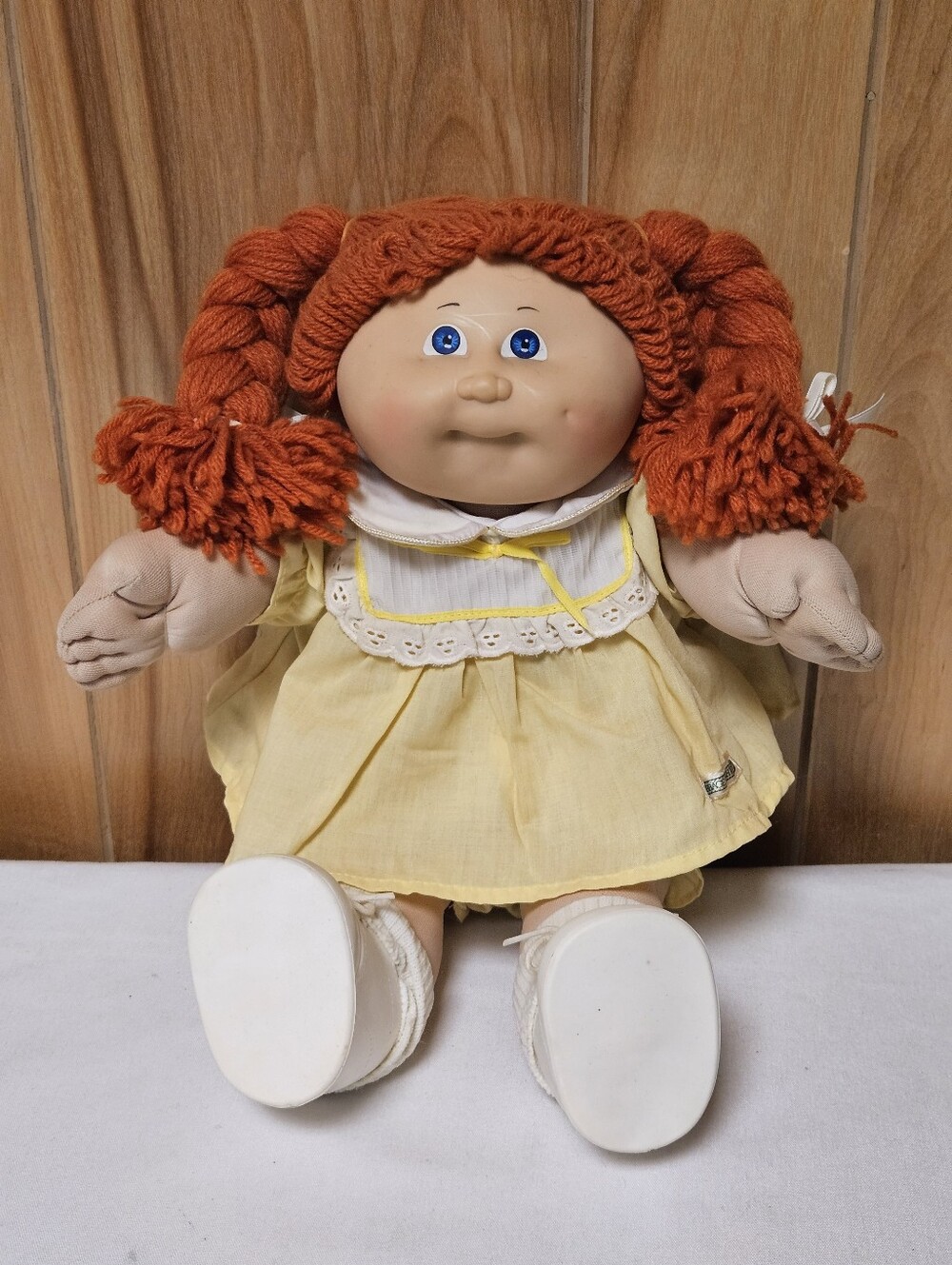 1980s Cabbage Patch Doll Red Hair Blue Eyes Dress Shoes Socks Diaper